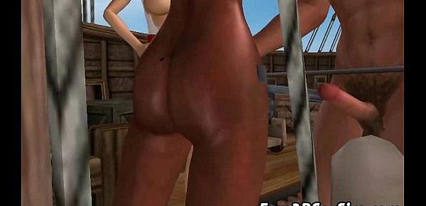  Foxy 3D ebony babe getting fucked on a pirate ship